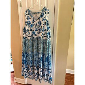 Woman Within Blue Floral Tiered Maxi Dress